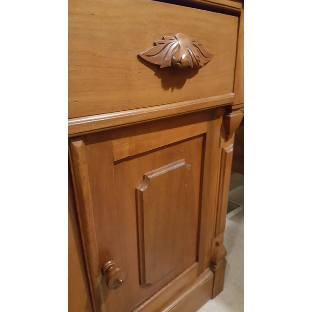 Late 19th Century Late 19th Century Victorian Wishbone Mirror Dresser With Carved Fruit Pulls For Sale - Image 5 of 7