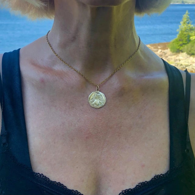 14K Gold Lady of the Water Signature Medallion Pendant Chairish