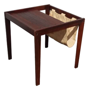 Vintage Mid Century Modern Magazine Side Table W Magazine Pouch Made in Denmark