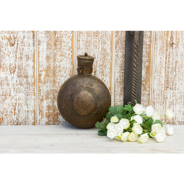 Brass Antique Indian Sorali Brass Bottle For Sale - Image 8 of 9