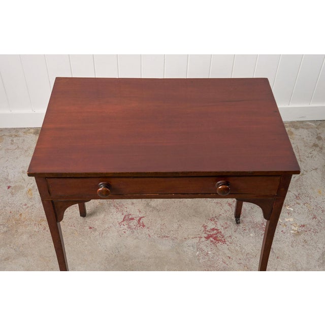 Late 19th Century Victorian Single Drawer Side Table/Desk With Wooden Knobs on Casters For Sale - Image 10 of 14