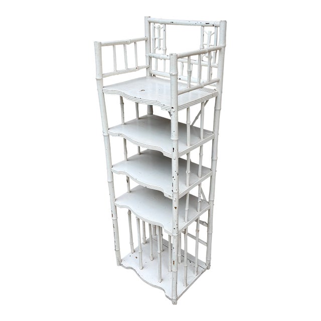 Late 19th Century American Victorian White Painted Bamboo Étagère For Sale