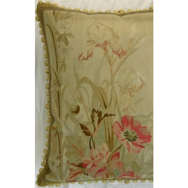 Tan Circa 1860 Antique French Aubusson Tapestry Pillow For Sale - Image 8 of 9