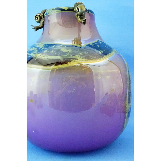 20th Century Studio Glass Vase with Silver Metal Snail by Samuel J Herman for Val Saint Lambert, 1970s For Sale - Image 12 of 18