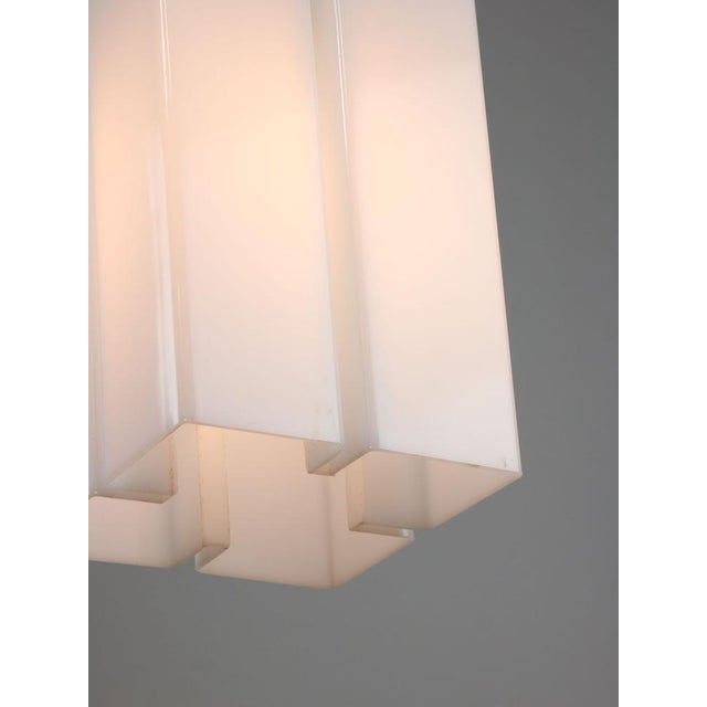 Metal Vintage Italian Acrylic Glass Tower Pendant Lamp For Sale - Image 7 of 16