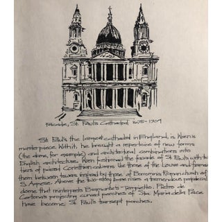 1990s Facade of St. Paul's Cathedral Architectural Drawing For Sale