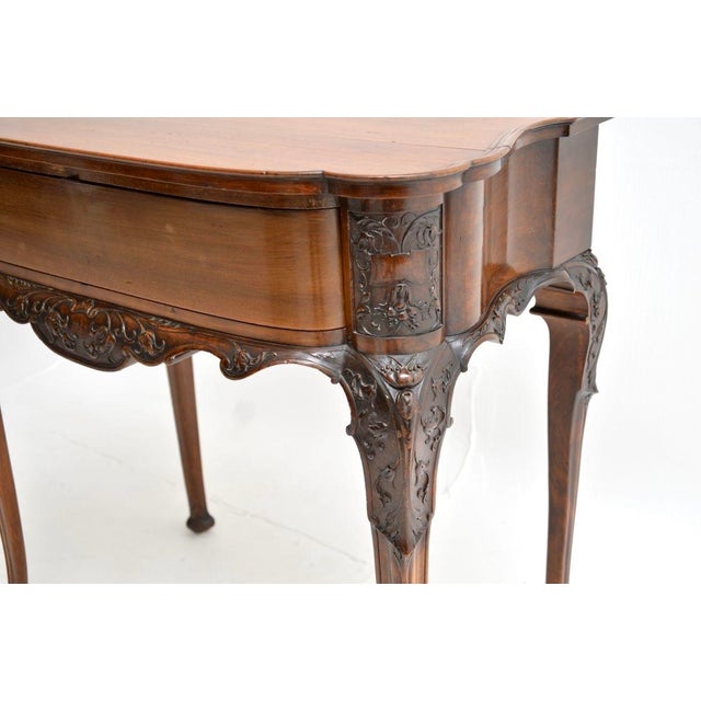 Antique Victorian Carved Walnut Console Table, 1860s For Sale - Image 10 of 11