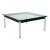 Cassina Lc10 Table en Tube Basse Coffee Table Glass Top Chrome Legs Black Base Le Corbusier Pierre Jeanneret Charlotte Perriand For Sale