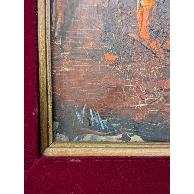 Mid-Century California Expressionist Original Oil Painting by Viola M. Allen, "Worship", Framed For Sale - Image 4 of 7