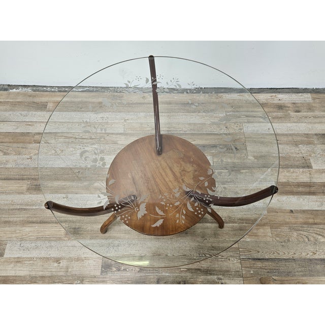 Art Deco Coffee Table with Worked Glass Top, 1950s For Sale - Image 3 of 13