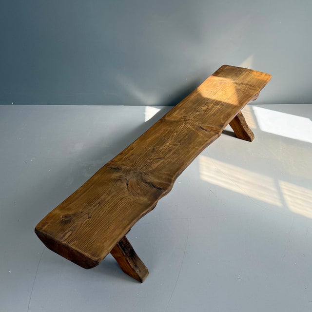 Vintage Wooden Brown Bench, 1970s For Sale - Image 6 of 12