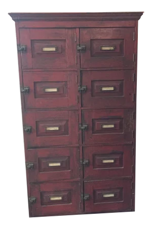 19th Century Farmhouse Red Apothecary Cabinet