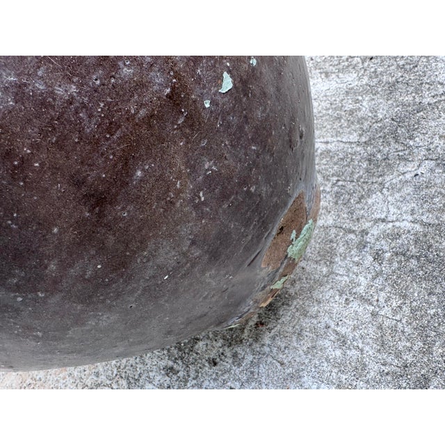 Ceramic Antique Mexican Tinaja Water Jar With Peeling Celadon Paint, Oaxacan Folk Pottery, C. Early 20th Century For Sale - Image 7 of 10