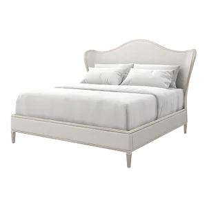 Transitional Style Upholstered King Bed in Silver