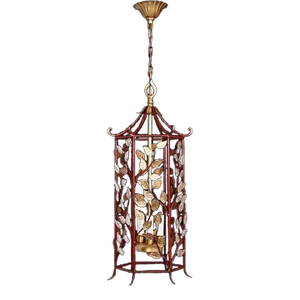 Goa Lantern in Red and Gold Finish