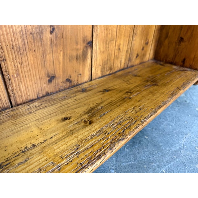Wood Antique Rustic Pine Open Bookcase With Plank Back For Sale - Image 7 of 10