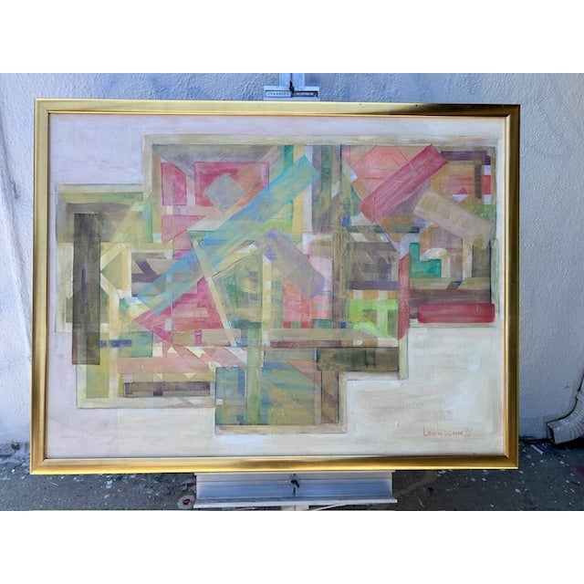 Abstract 1990s Orignal Abstract Cubist Painting Oil on Canvas Large Scale Signed For Sale - Image 3 of 8