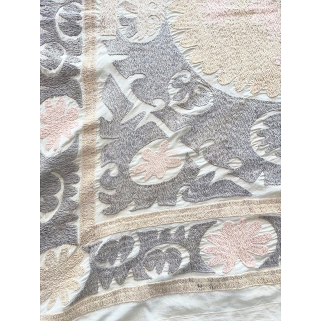 Mid-Century Modern Decorative Suzani Tablecloth - 4'6'' X 5' For Sale - Image 3 of 9