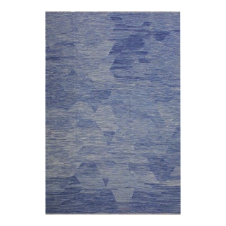 Caucasian Kilim Blue Beige Wool Rug - 9'0" X 12'4" For Sale