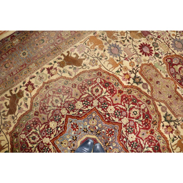 Brown 19th Century Zabihi Collection Indian Agra Animal Motif Rug For Sale - Image 8 of 12