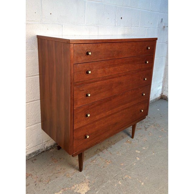 Mid 20th Century Modern Five-Drawer Walnut Dresser With Laminate Top For Sale - Image 4 of 17