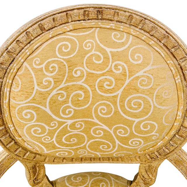 Yellow French Louis XVI Medallion Back Armchair With Crème-Peinte Distressed Finish For Sale - Image 8 of 17