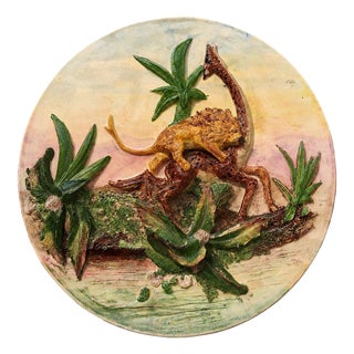 Large Ceramic Wall Platter with Relief Decoration, 1950s For Sale