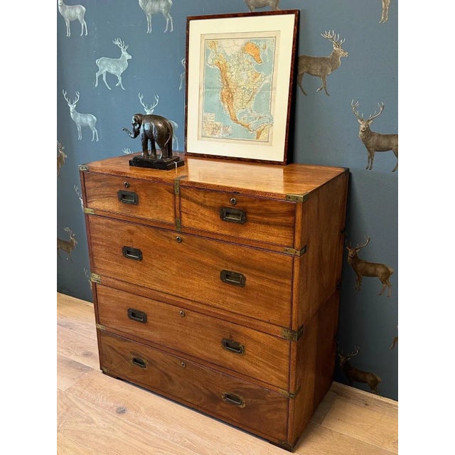 Antique Campaign Chest of Drawers For Sale - Image 4 of 13