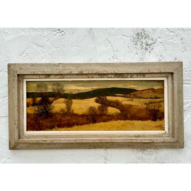 Vintage Landscape Oil Painting on Board For Sale - Image 4 of 6
