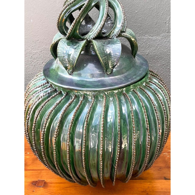 Contemporary Vintage Hilario Alejo Madrigal Glazed Terracotta Pineapple Jar For Sale - Image 3 of 12