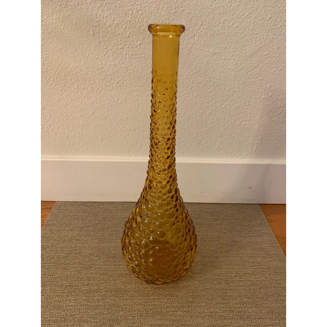 Amber Bubble Glass Decanter Art Glass Genie Bottle Hobnail Vintage 1960's/70's The approximate size is 5" in diameter by...