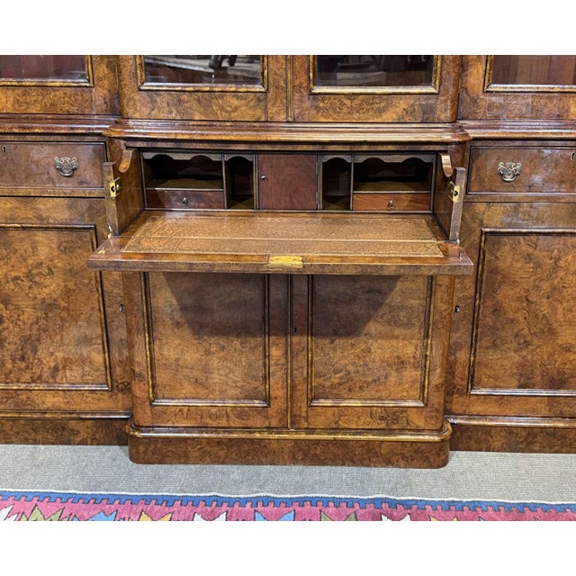 Brown Victorian Bookcase in Burr Walnut, 1800s For Sale - Image 8 of 18