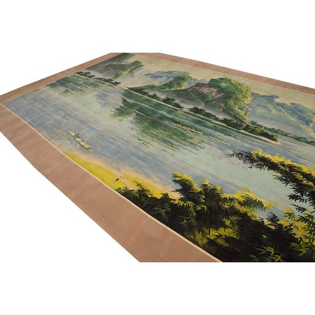 Textile Vintage 1980 Chinese Scenic Carpet ( 8'2" x 18'6" - 250 x 565 ) For Sale - Image 7 of 8