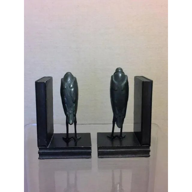 Art Deco Art Deco Marcel Bouraine Maribou Stork Bookends - A Pair For Sale - Image 3 of 10