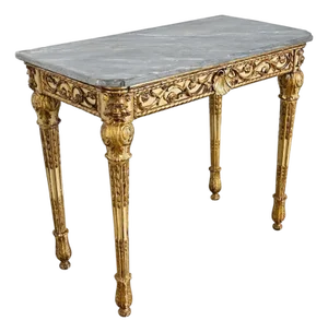 Italian 19th Century Painted and Parcel Gilt Marble Top Console Table