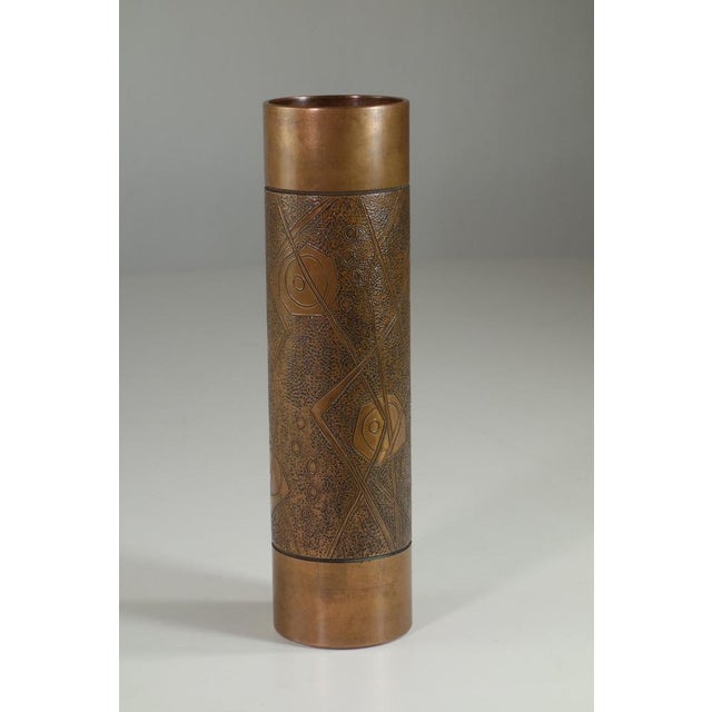 Vintage Brutalist Bronze Cylindric Vase, 1960s For Sale - Image 9 of 9