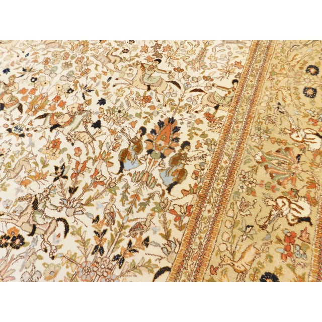 1970s Vintage Hand Made Persian Hunting Scene Rug For Sale - Image 11 of 13