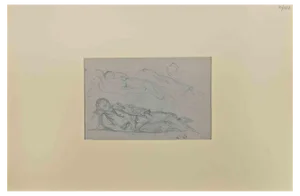 Georges Desvallieres, Man Lying, Drawing in Pencil, Early 20th Century