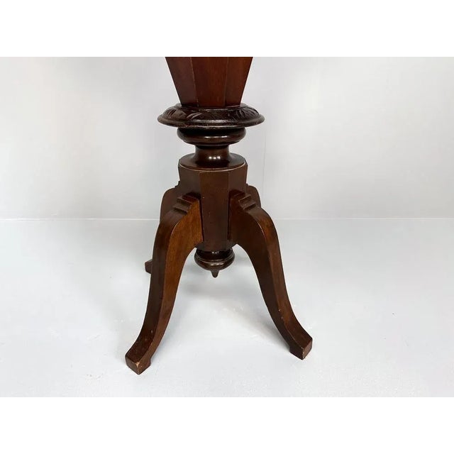 Wood Antique Inlaid Chess Trumpet Sewing Table For Sale - Image 7 of 15