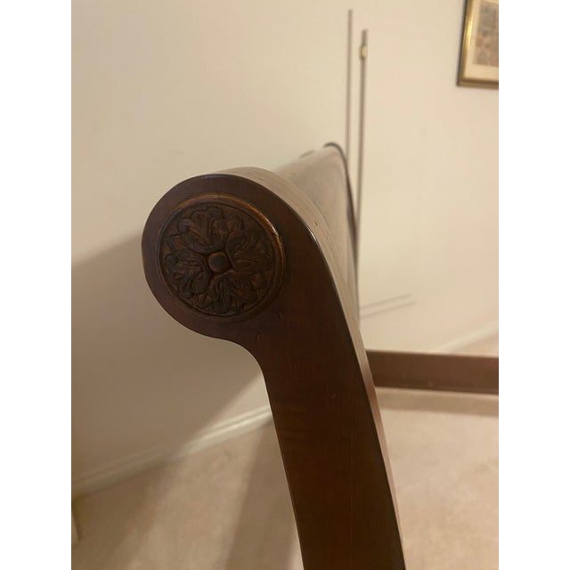 English Ethan Allen British Classics Queen Sleigh Bed With Low Footboard "Cayman" Late 20th Century Excellent Condition For Sale - Image 3 of 12