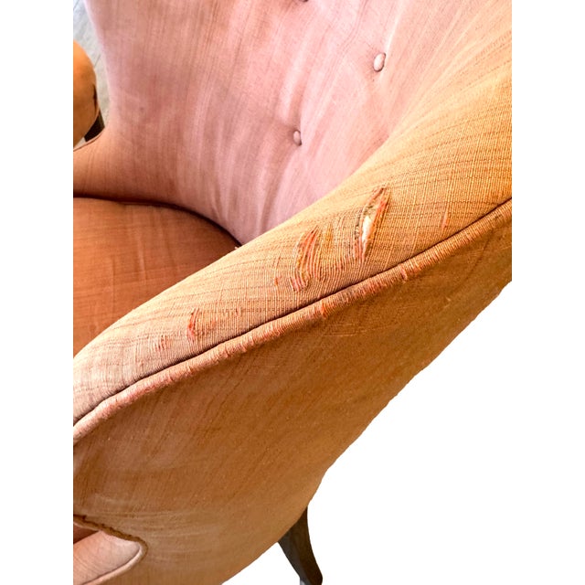 Rose Vintage Mid-Century Sculptural High-Back Slipper Chairs – Pair For Sale - Image 8 of 11