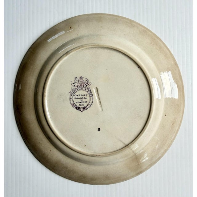 Antique Ceramic Plate Primavesi & Sons Cardiff Swansea & Newport Purple Transfer For Sale - Image 12 of 12