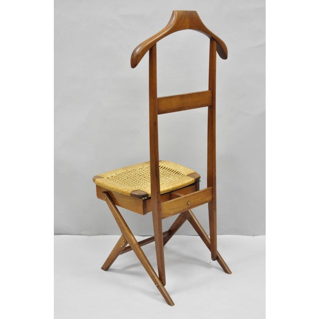 Vintage Mid Century Italian Modern Beech Wood Clothing Valet Chair Seat (A) For Sale - Image 13 of 18