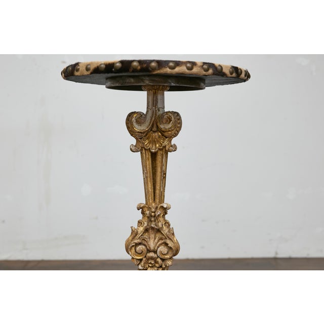 Italian Baroque Revival 19th-Century Carved Gilt Table with Zebra Hide Top For Sale In Atlanta - Image 6 of 12