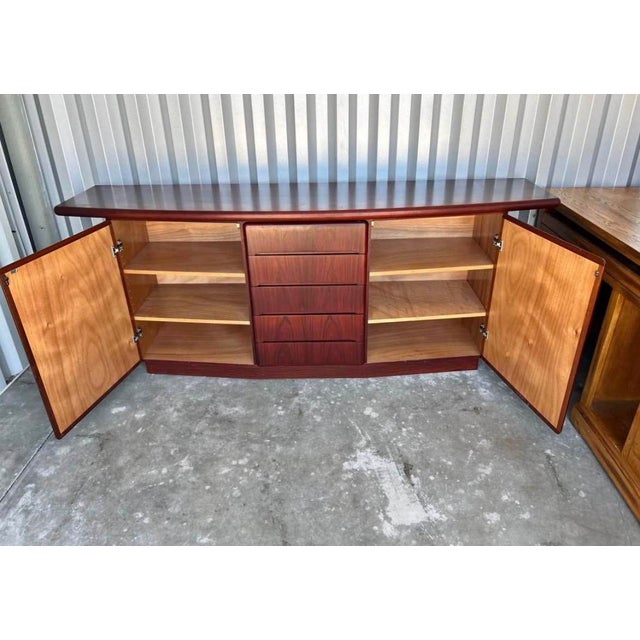 Wood Skovby Danish Modern Curved-Front Sideboard With Five Drawers For Sale - Image 7 of 7