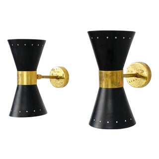 Mid-Century Italian Brass Sconces, 1950s, Set of 2 For Sale
