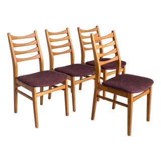 Mid-Century Ladder Back Dining Chairs in Beech and Oak from GDR, 1960s, Set of 4 For Sale
