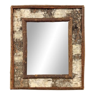 Vintage American Birch Bark Framed Mirror For Sale