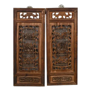19th Century Antique Chinese Hanging Carved Wood Panels- a Pair