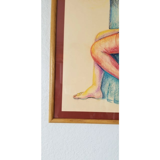 Wood 80s Lana L Bem Pastel Nude Woman Painting For Sale - Image 7 of 11